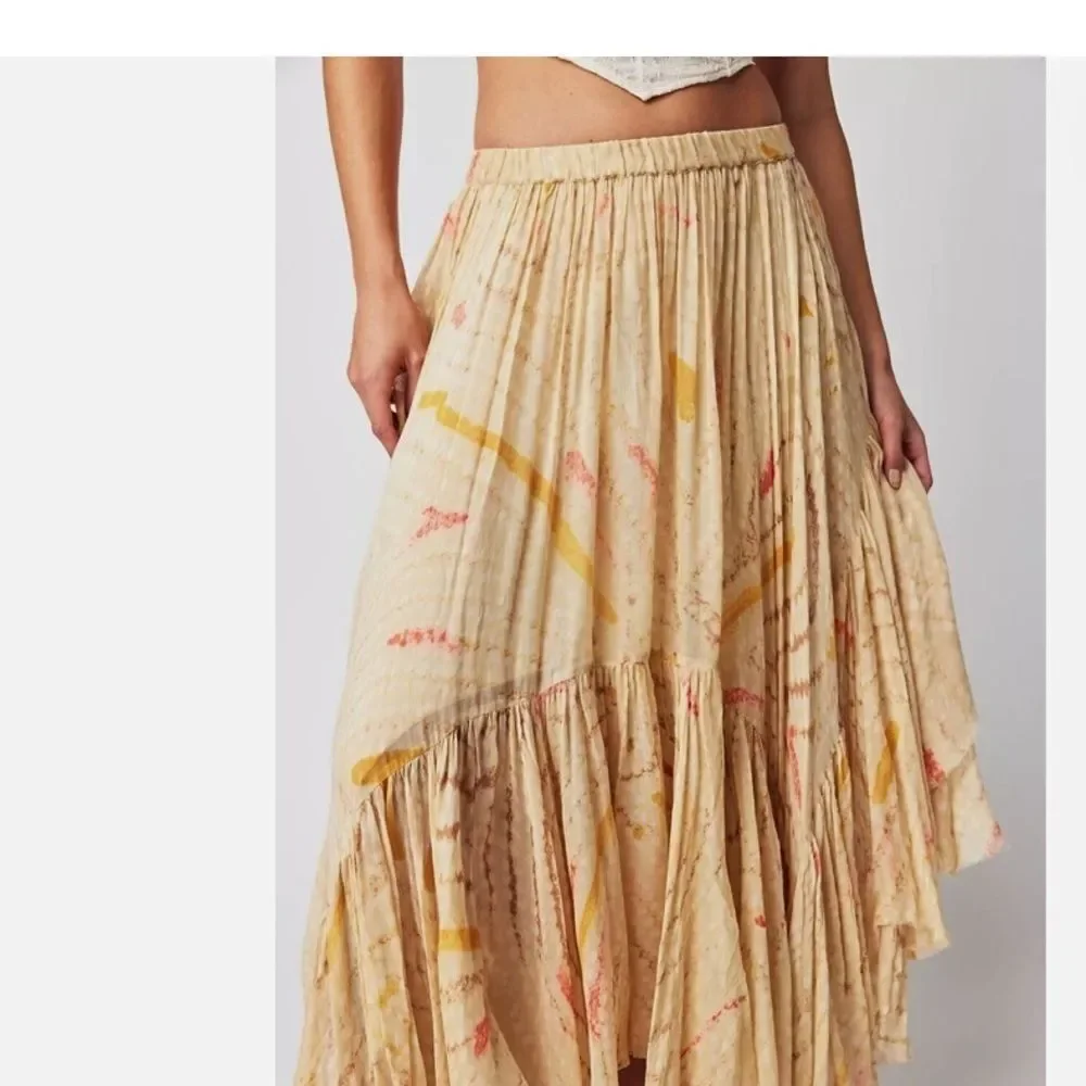 Free People Fp One Clover Skirt Asymmetrical Tiered Mid-rise, print S $3…
